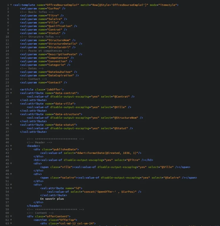 sharepoint parametres xsl