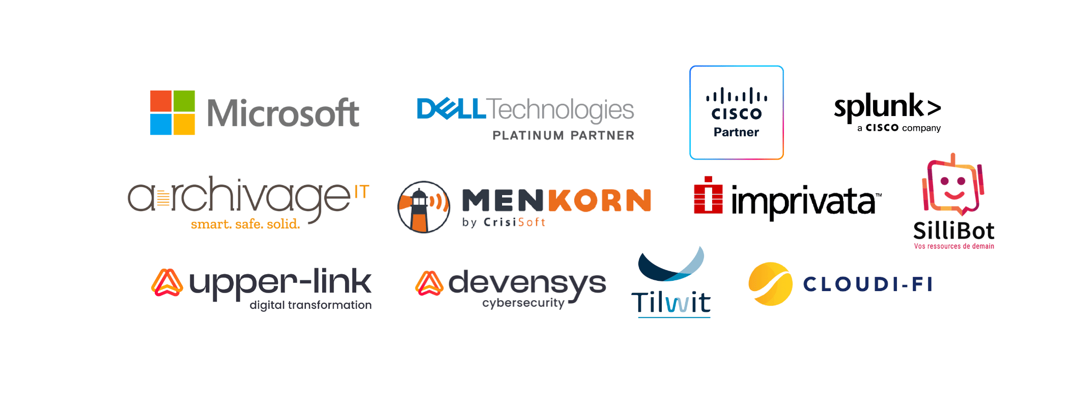 Partenaires adista : devensys-cybersecurity, upper-link, Dell Technologies platinium partner, Cisco Partner, Splunk, Crisisoft, ArchivageIT, L'oeil de la E-Santé, Imprivata, Cloudi-fi, Tilwit, Sillibot.